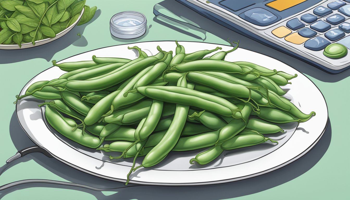 A plate of runner beans surrounded by medical professionals discussing diabetes