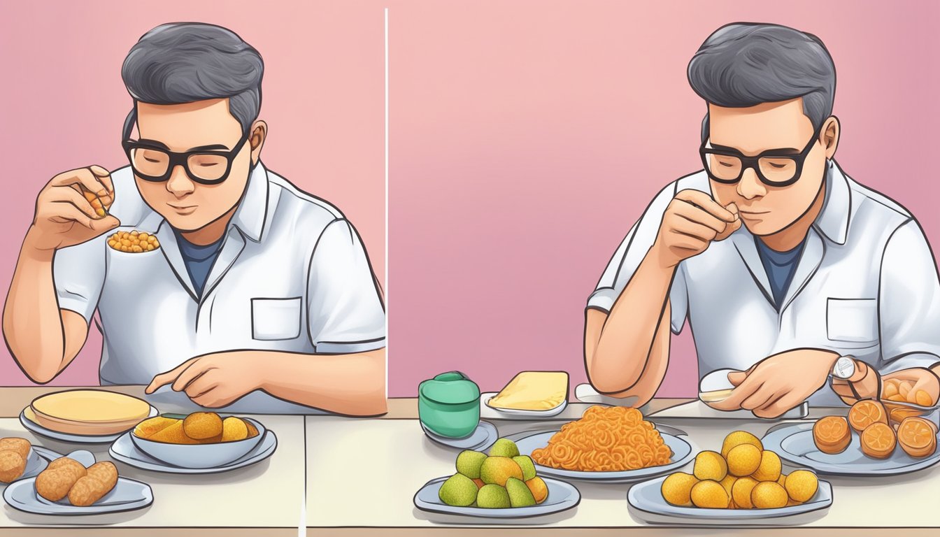 A diabetic person choosing between foods with and without saccharin