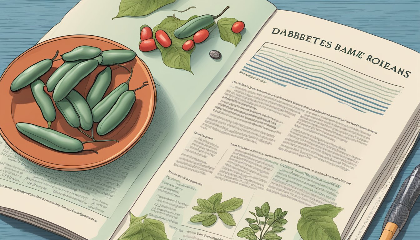 A plate of scarlet runner beans next to a diabetes information pamphlet