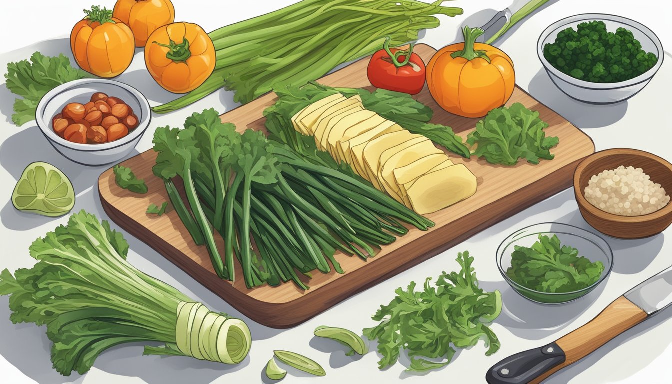 A variety of sea vegetables arranged on a cutting board, surrounded by fresh vegetables and a cookbook open to a page on diabetic-friendly meal planning