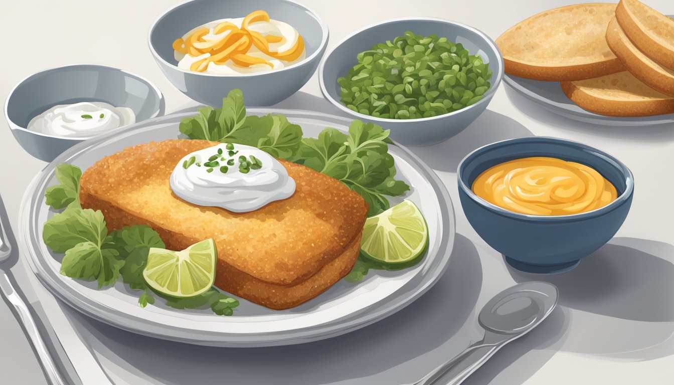 A diabetic-friendly meal with a bowl of sour cream alternative next to a plate of food