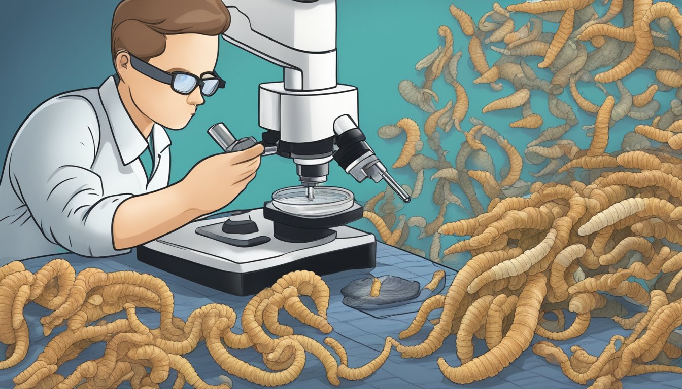 Sea worms being examined under a microscope for potential use in diabetic diets