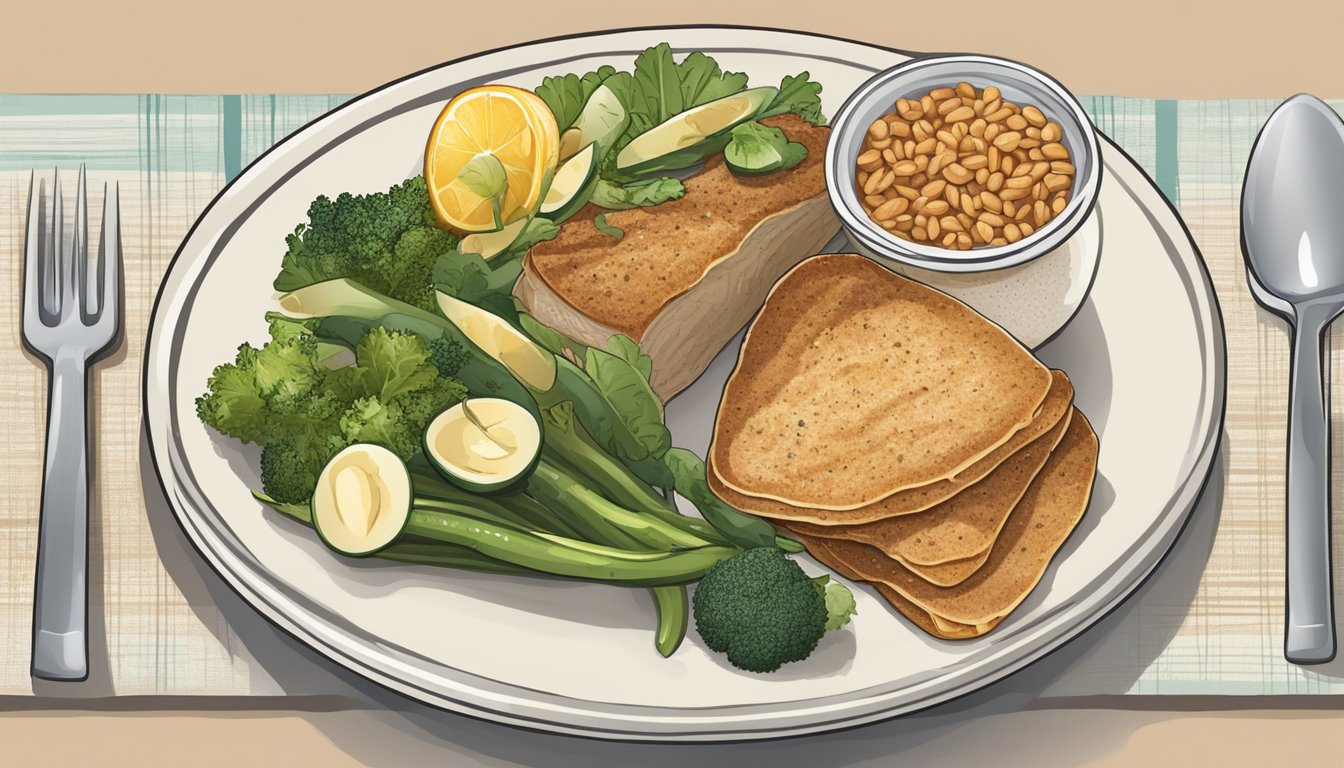 A diabetic-friendly meal with skate, vegetables, and whole grains on a plate