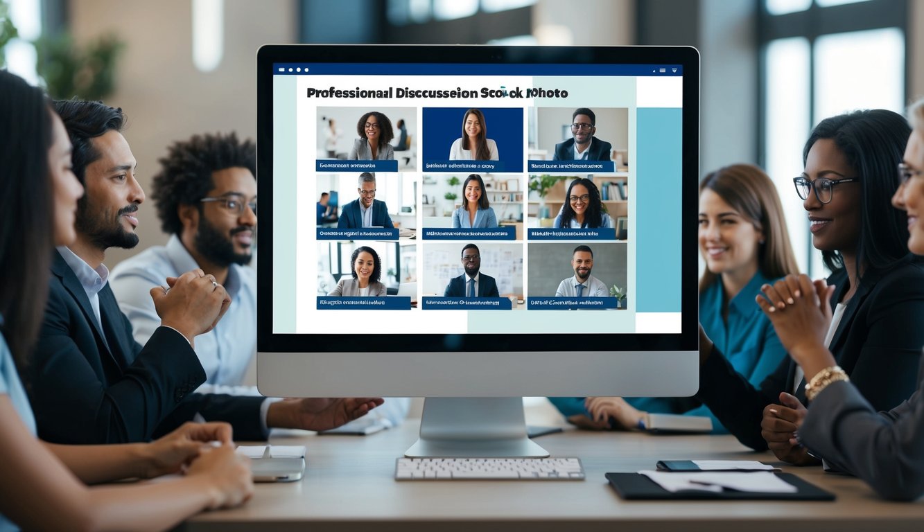 A computer screen with multiple discussion group windows open, showing diverse topics and participants engaging in active and respectful communication