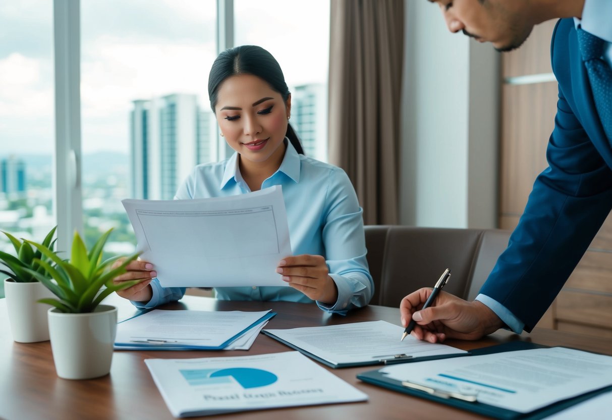 A person reviewing legal documents and property titles with a Cebu real estate agent