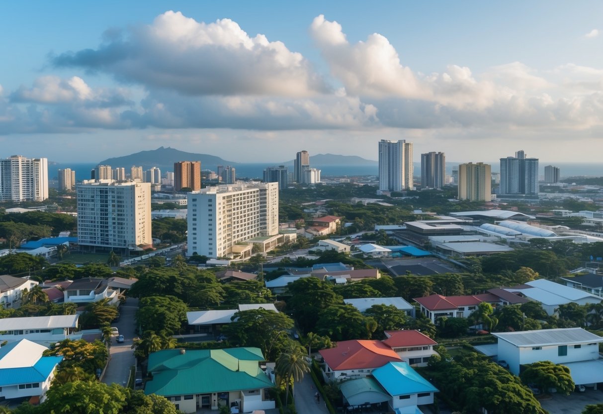 A panoramic view of Cebu's diverse real estate properties, featuring a mix of residential, commercial, and industrial titles