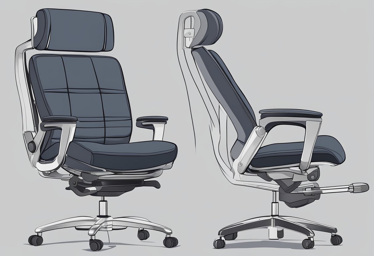 A cushioned chair with adjustable height and armrests, designed to support proper posture and reduce strain on the joints