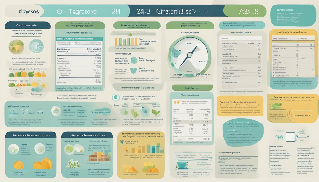 A table displaying tagatose's nutritional information and regulatory status, surrounded by medical professionals discussing its benefits and risks