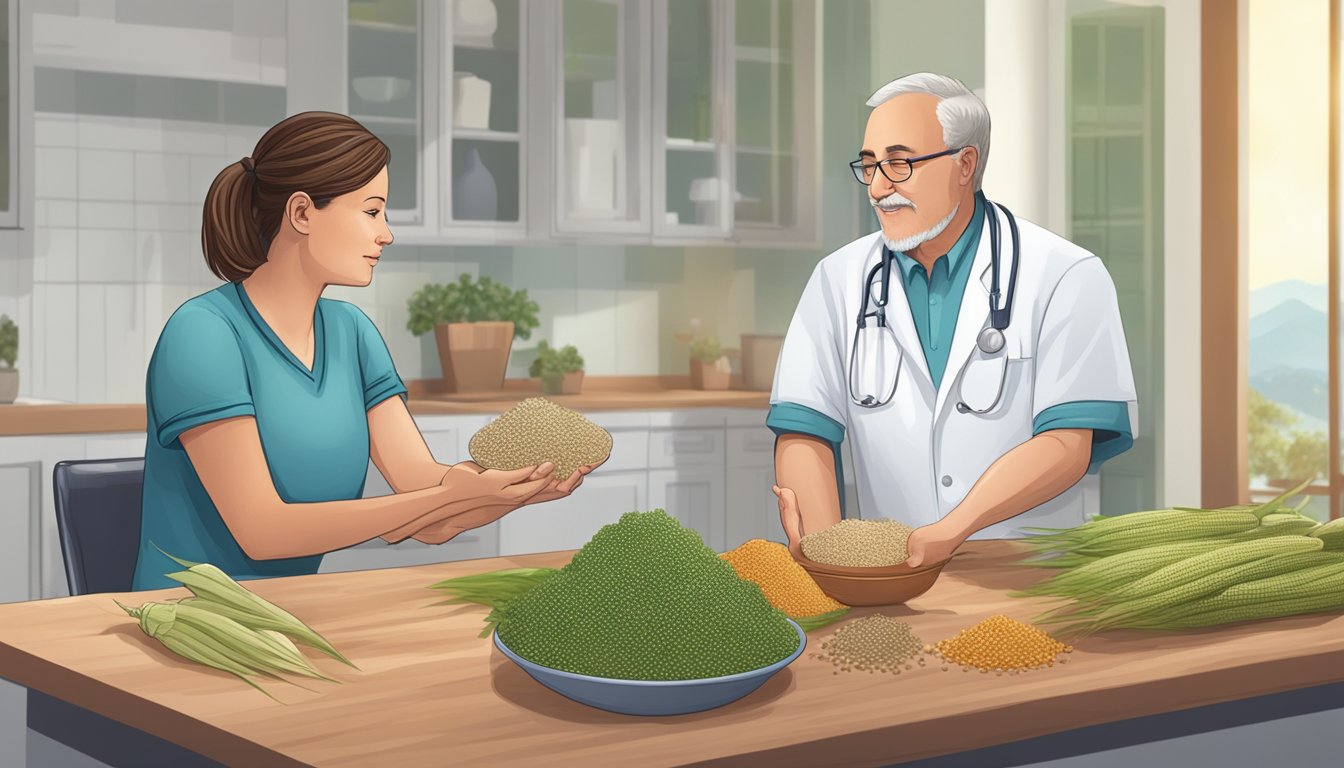 A diabetic and a healthcare provider discussing sorghum's suitability for their diet