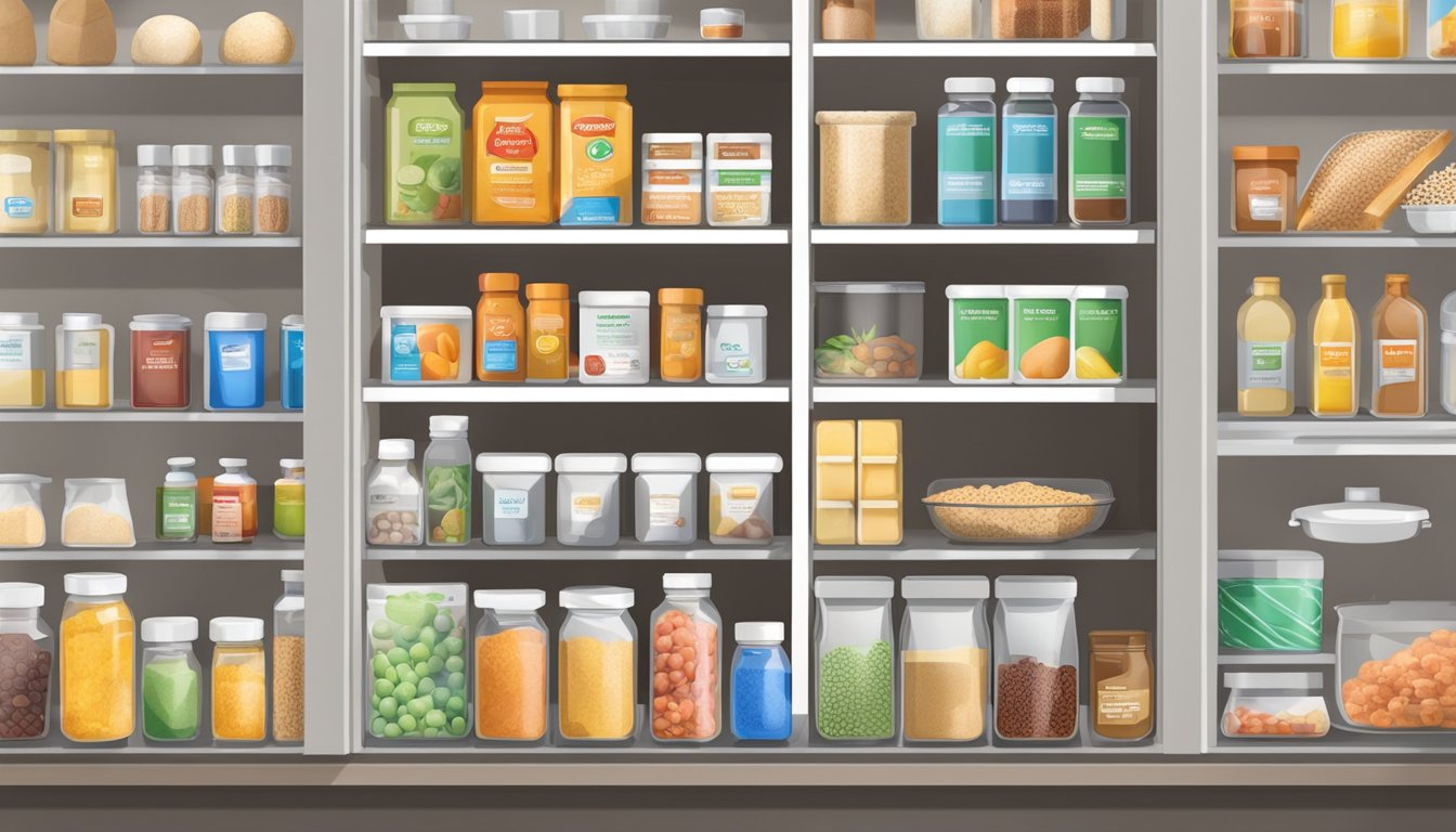 A diabetic-friendly pantry with trehalose and glucose containers, alongside a variety of permitted foods