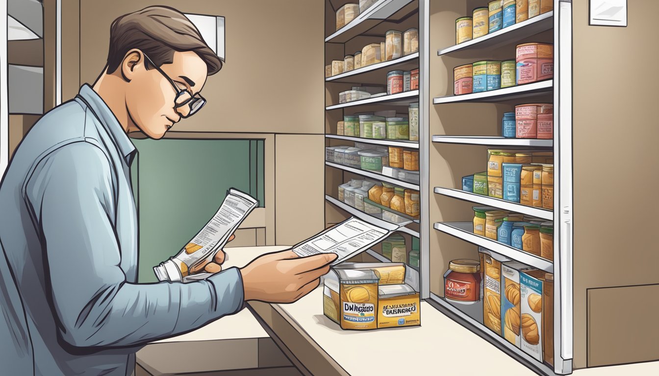 A diabetic person carefully reading a nutrition label on a package of voavanga, while considering potential substitutes