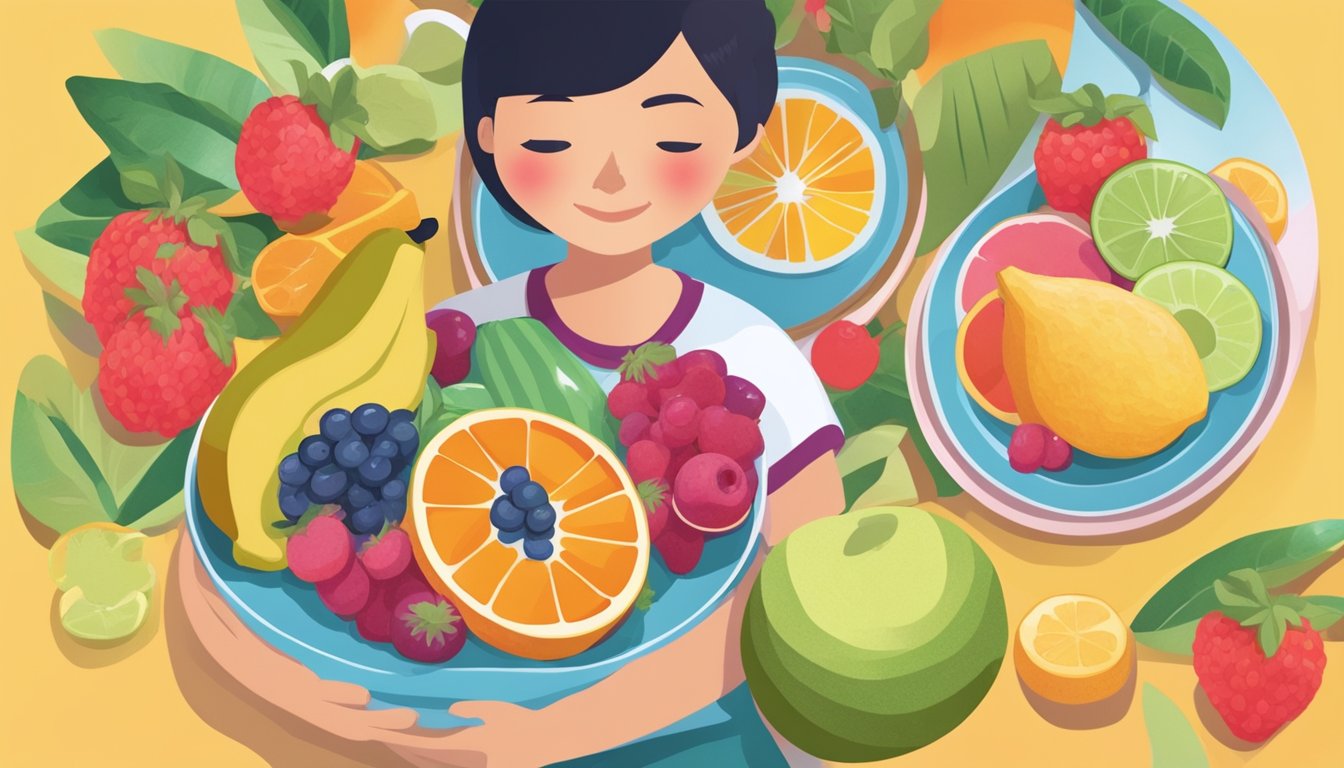 A person with diabetes enjoying a colorful plate of fruits, including xigua, as part of a healthy eating pattern