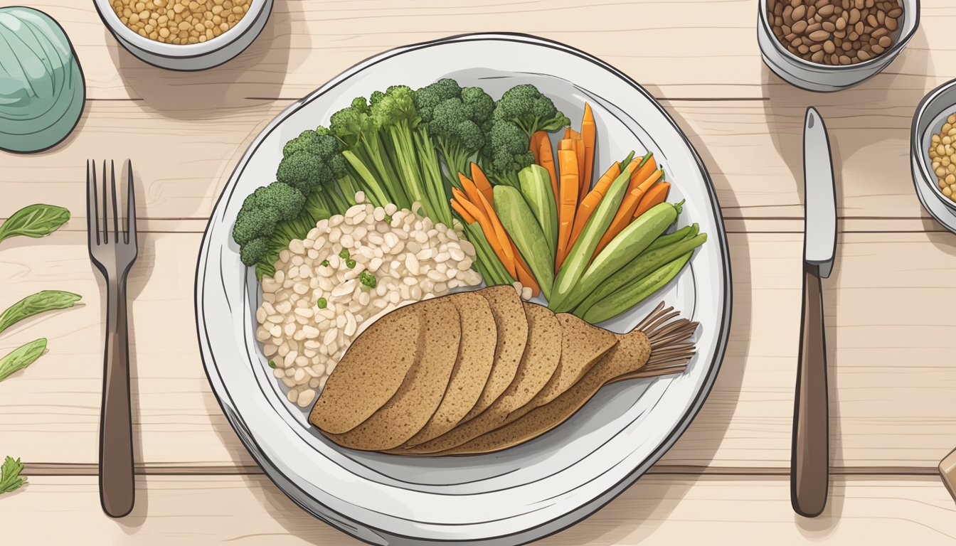 A diabetic-friendly meal featuring zhug alongside a balanced plate of vegetables, lean protein, and whole grains