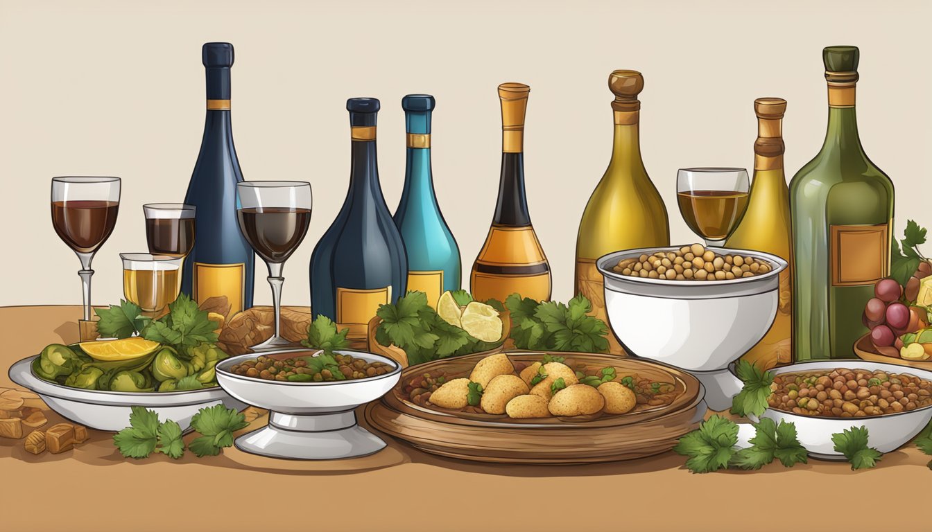 A table set with Yemeni dishes and Middle Eastern wines