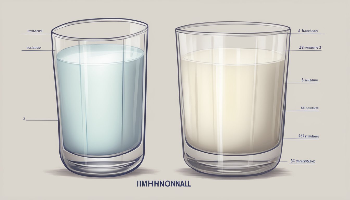 A glass of milk and a hormonal imbalance diagram side by side