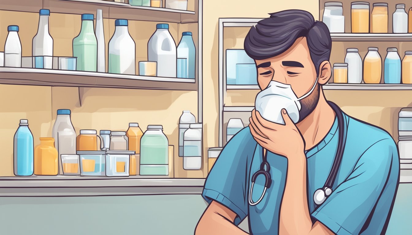 A person feeling nauseous after consuming dairy products. A doctor diagnosing lactose intolerance based on symptoms