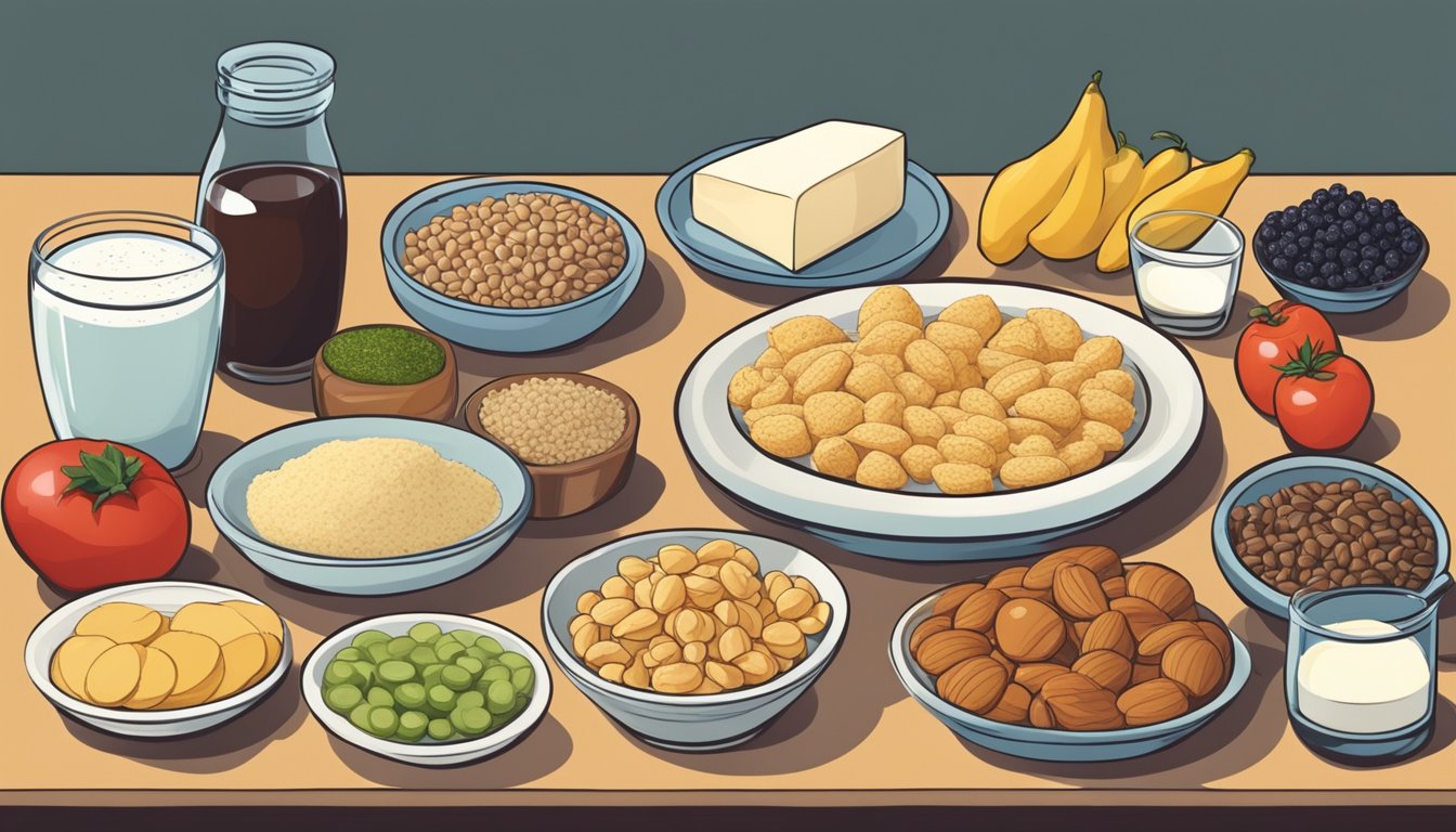 A variety of selenium-rich foods arranged on a lactose-free diet-friendly table