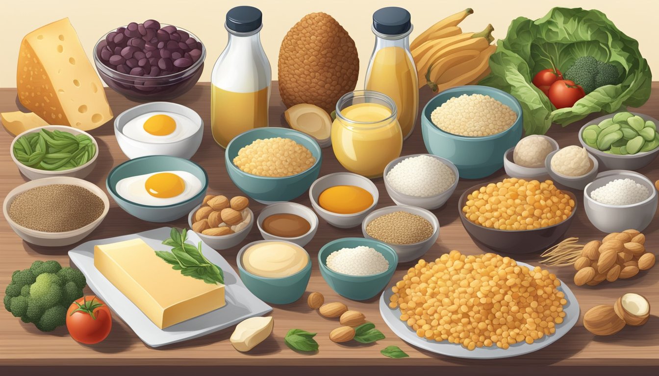 A variety of selenium-rich foods arranged on a lactose-free diet-friendly table