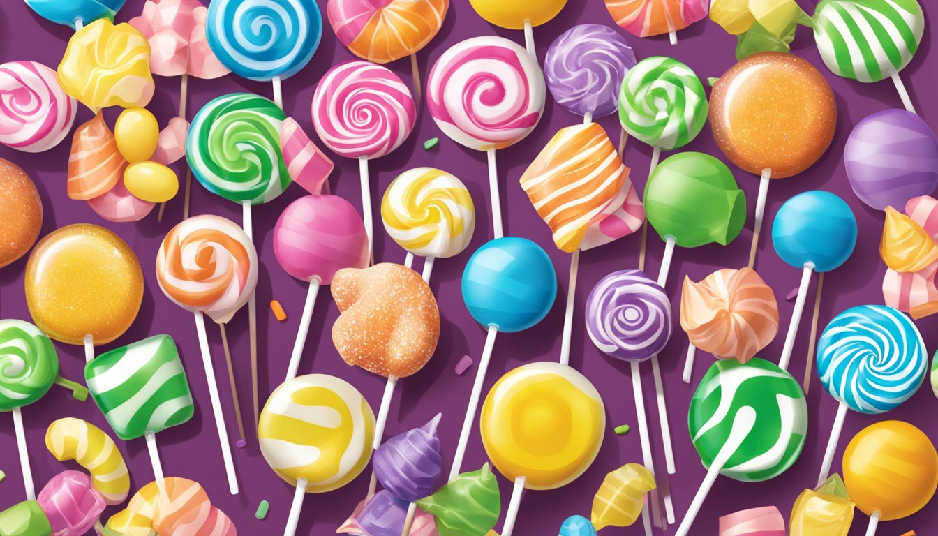 A colorful display of YumEarth Organic Lollipops surrounded by various lactose-free candy options