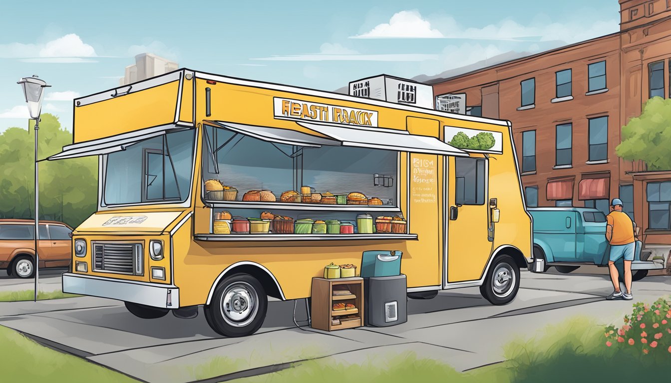 A food truck in Rochester, New York, follows health and safety standards, with visible compliance to food truck laws