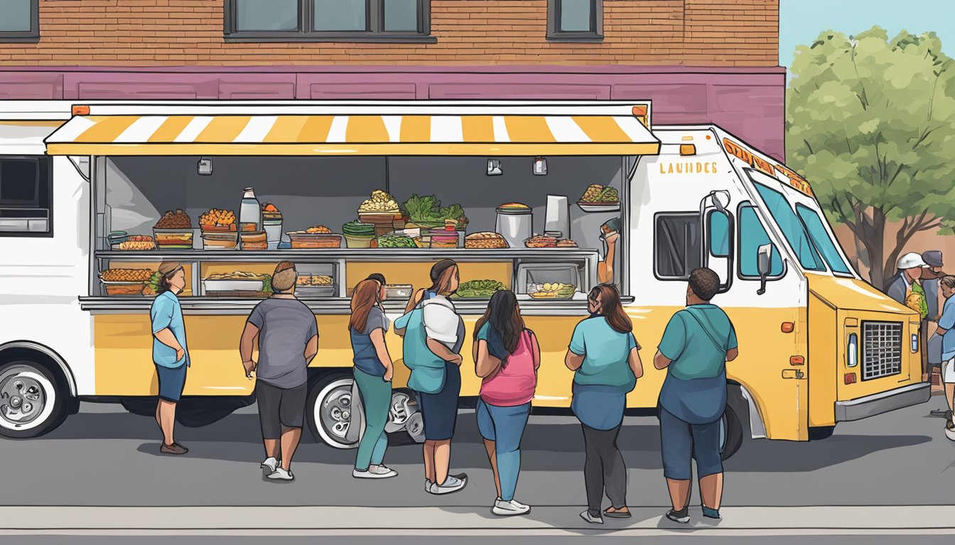 A food truck parked at a special event in Rochester, New York, with people lining up to sample the diverse catering options