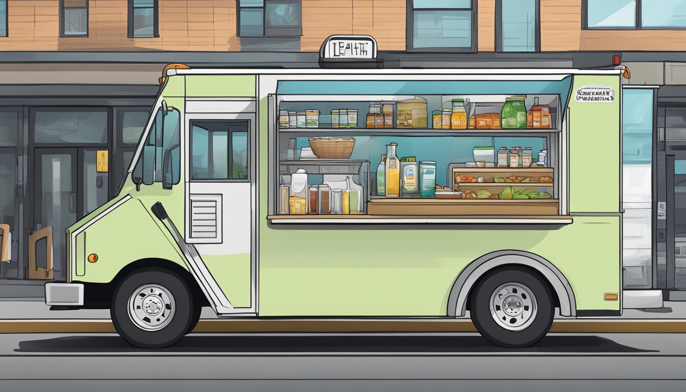 A food truck in Vancouver, Washington, with visible health and sanitation standards displayed