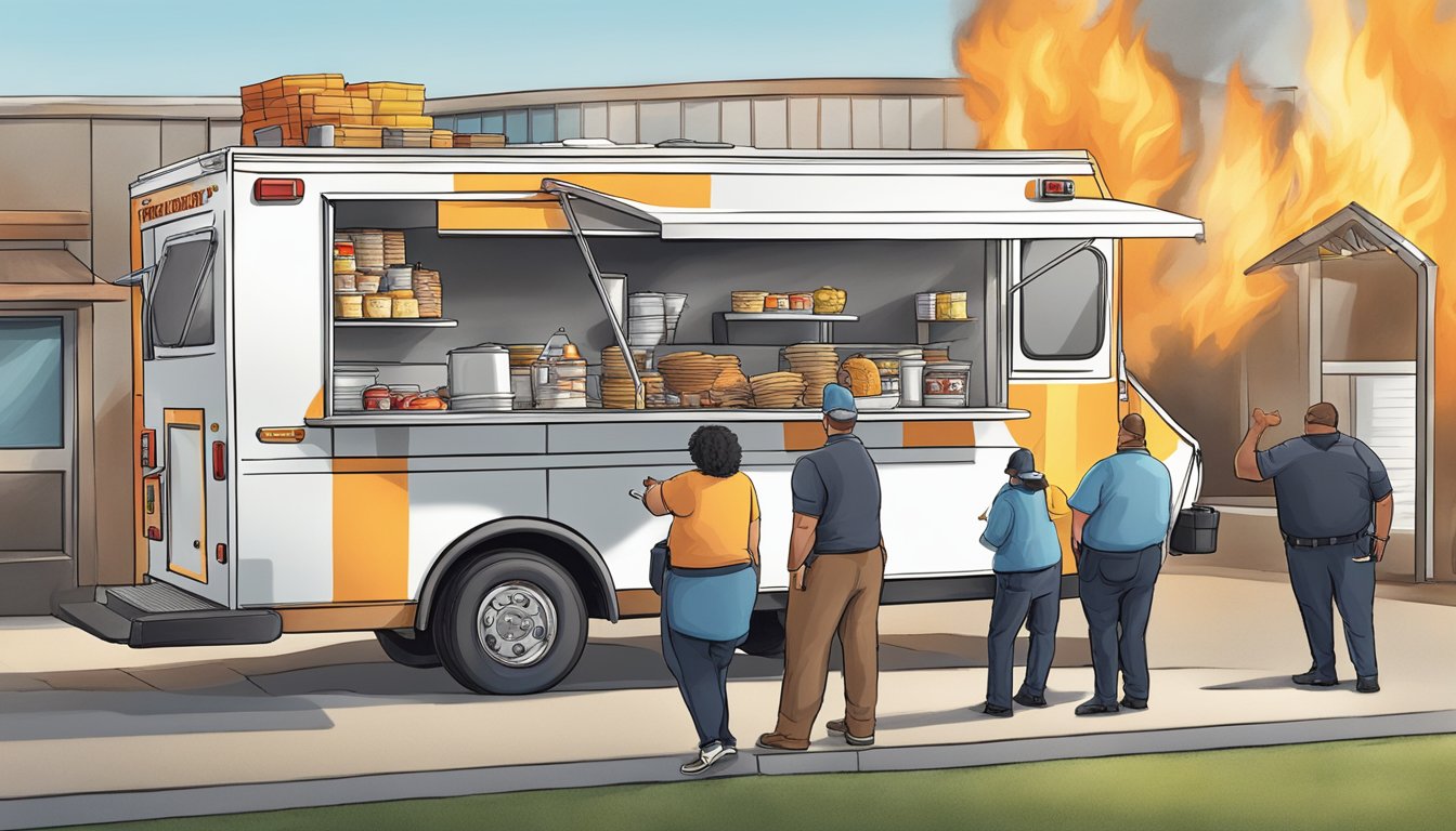 A food truck owner presents paperwork to fire safety authorities in Clarksville, Tennessee