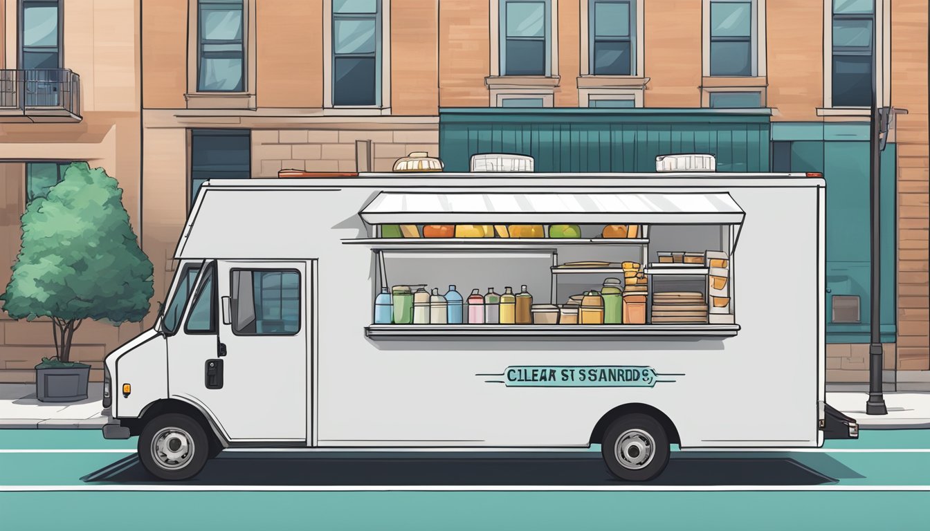 A food truck parked in Cleveland, Ohio, displaying clear compliance with food safety standards and regulations