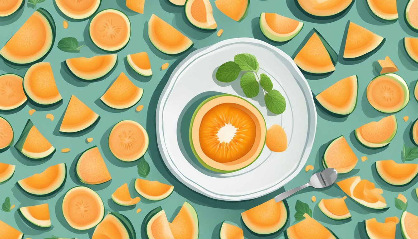 A plate with sliced cantaloupe alongside a diabetes-friendly meal