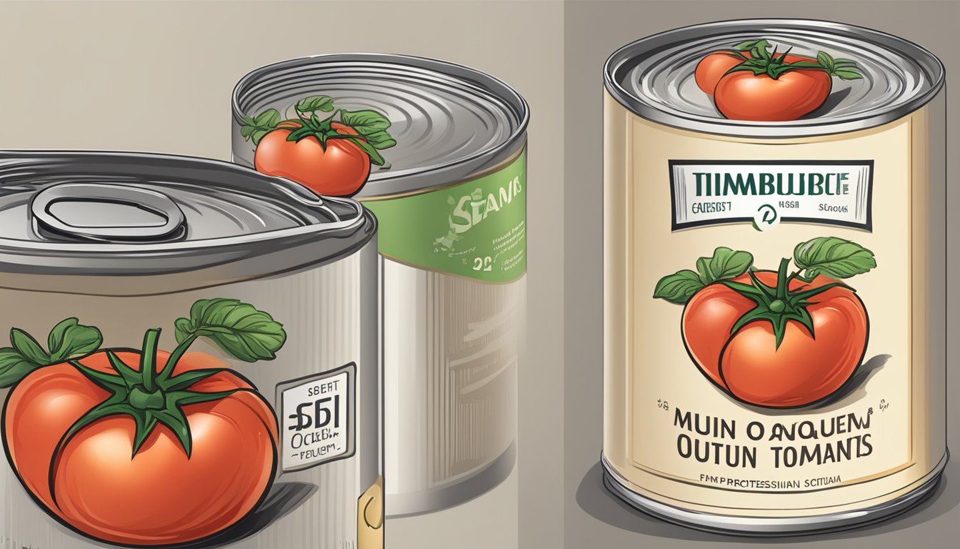 A can of tomatoes with a label showing high sodium content