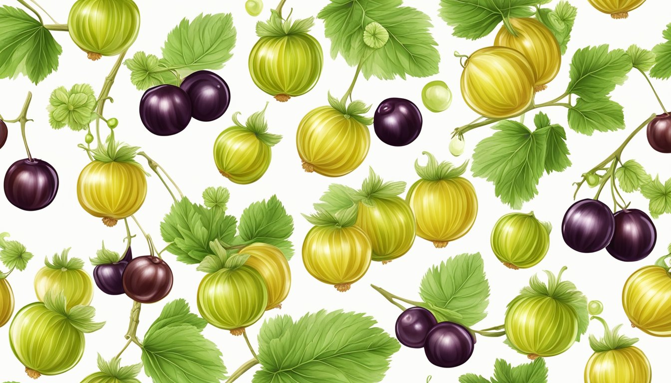 Gooseberries being used in a variety of dishes and products, such as jams, pies, and skincare items