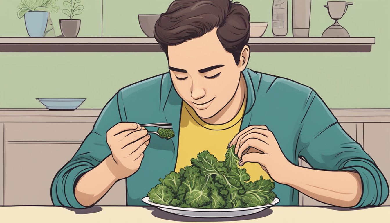 A person with diabetes enjoying a meal with mustard greens on their plate