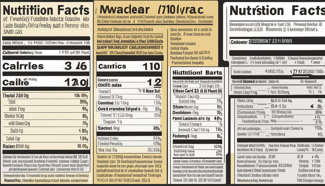 A variety of low carb snack bars displayed with nutritional information and a diabetes-friendly label