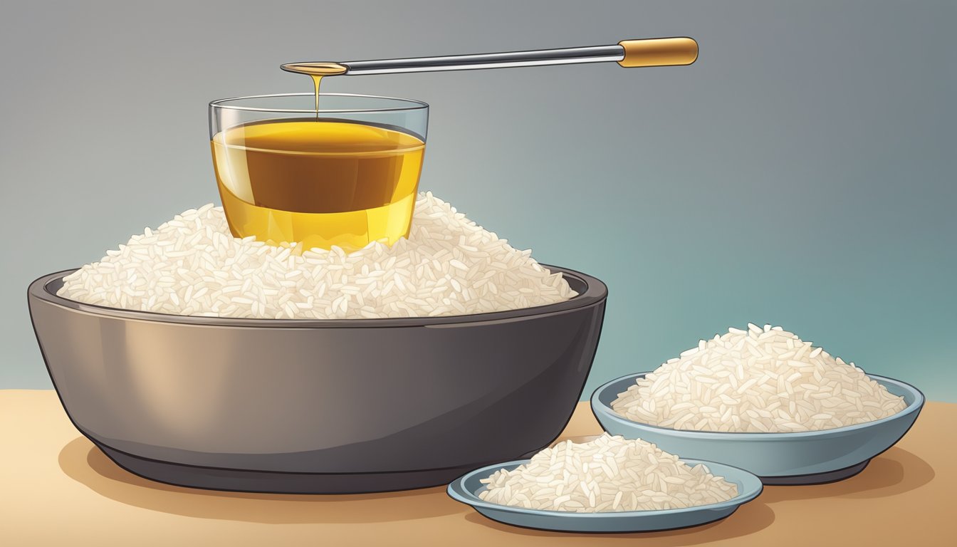 A diabetic measuring out a small portion of rice syrup for portion control