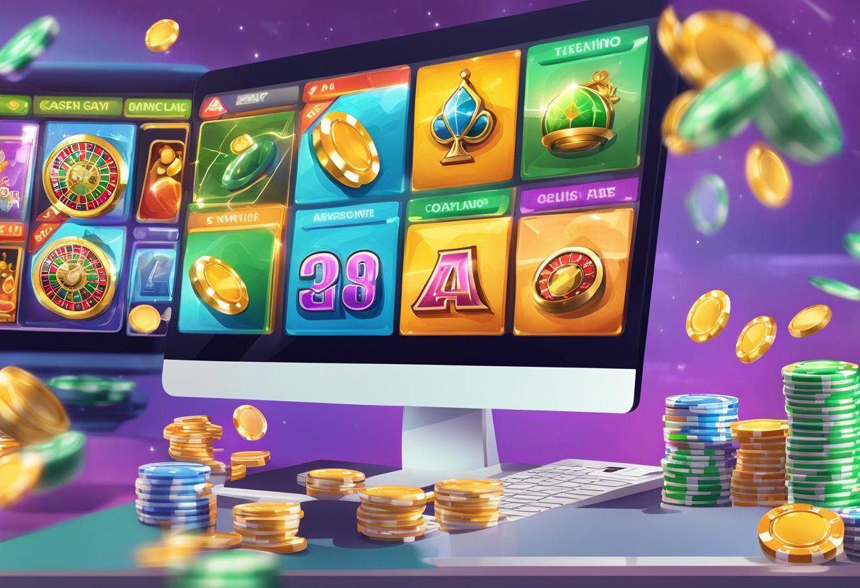 A player selecting from a variety of online casino games on a computer screen