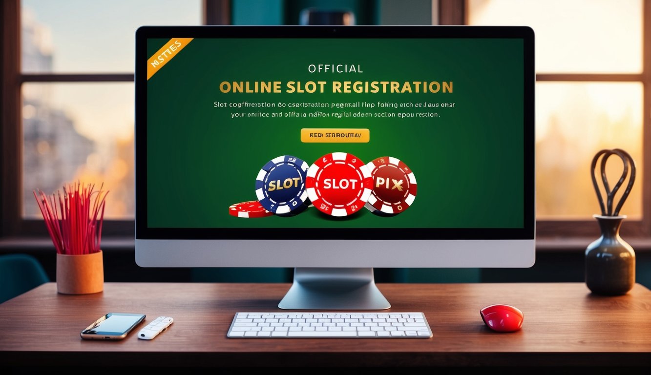 Sebuah layar komputer menampilkan halaman pendaftaran slot online resmi