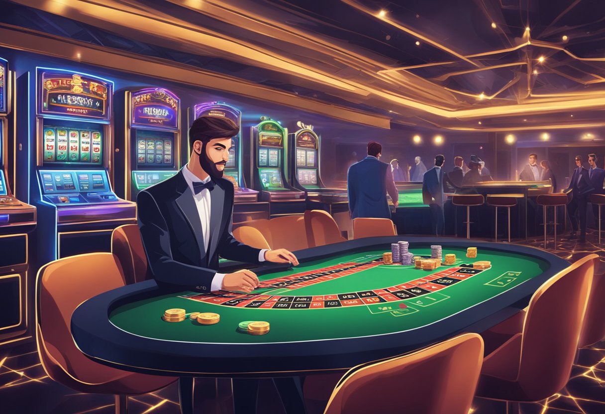 A casino player discreetly uses cryptocurrency to make a transaction, enjoying the benefits of fast, secure, and anonymous payments