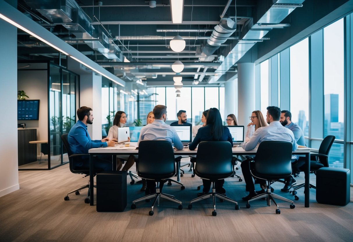 Un espace de bureau animé avec une technologie moderne et des sessions de brainstorming créatif