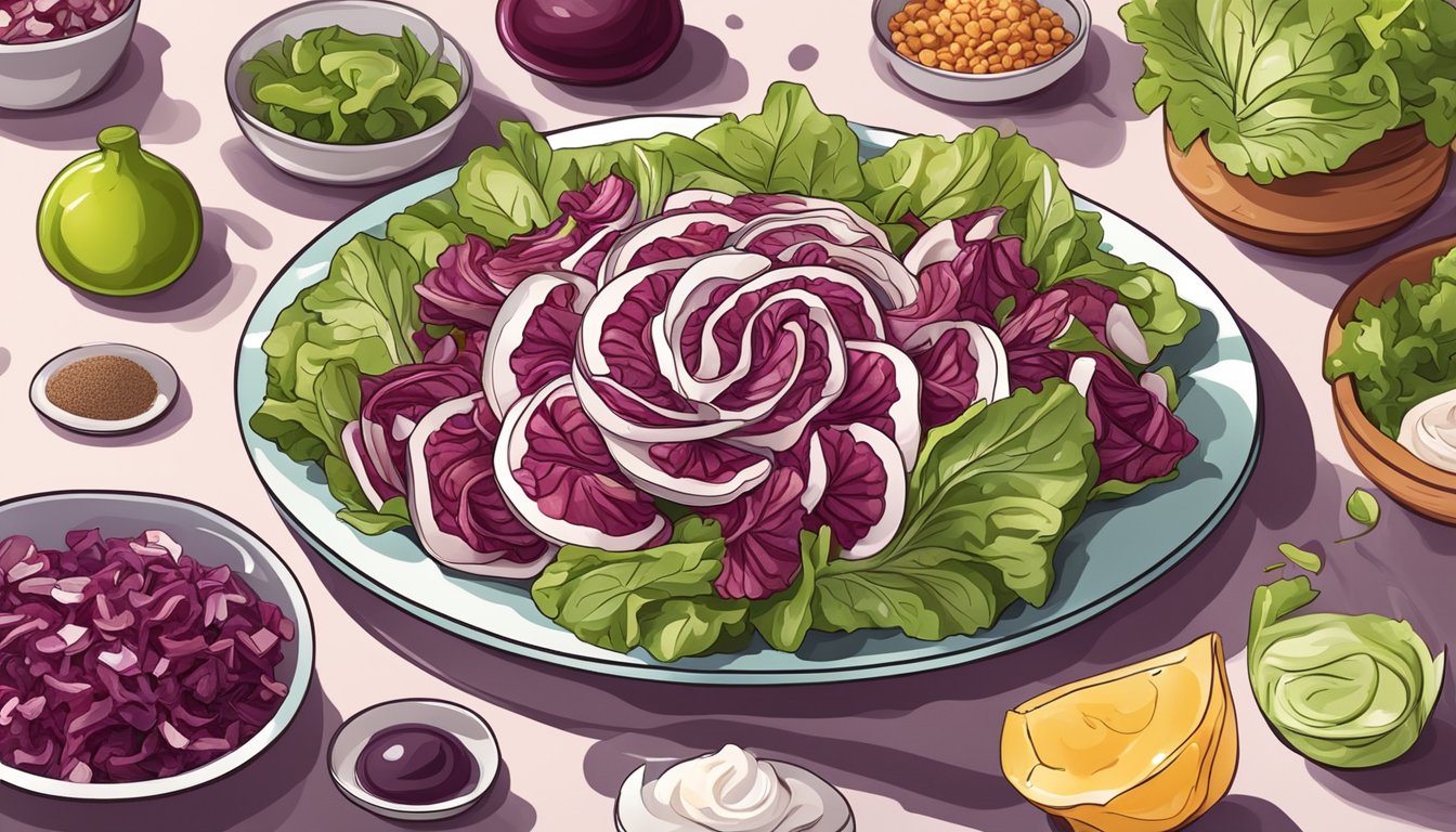 A colorful plate of radicchio salad surrounded by diabetic-friendly ingredients