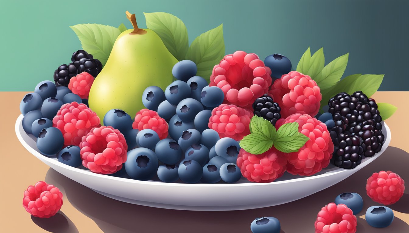 A diabetic-friendly fruit bowl with blueberries, raspberries, and blackberries