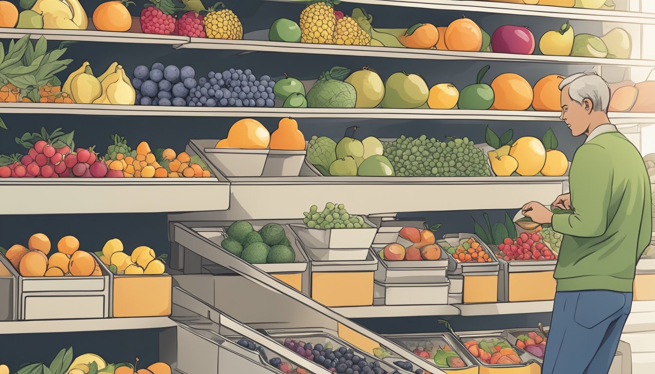 A person selecting fruits from a variety of options with a focus on lower glycemic impact