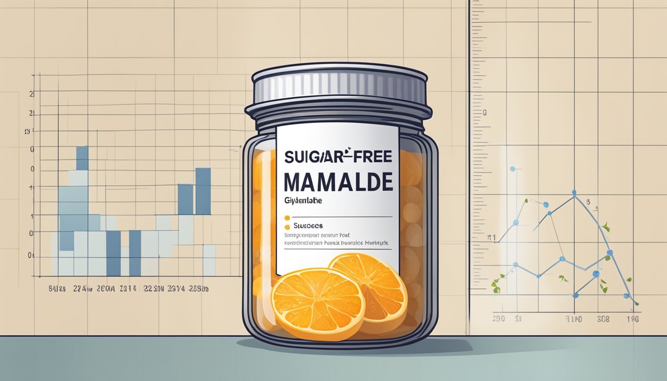 A jar of sugar-free marmalade next to a glycemic index chart