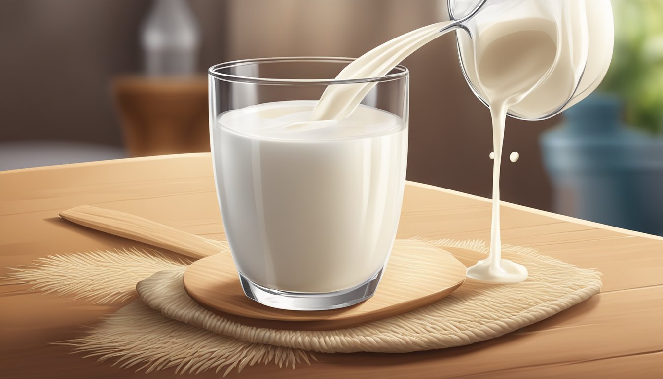 A diabestics pouring unsweetened rice milk into a glass