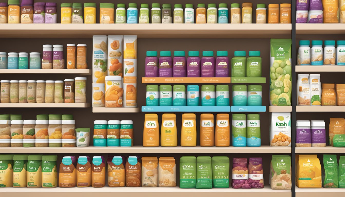 A colorful array of Kashi Go nutrition products displayed on a shelf