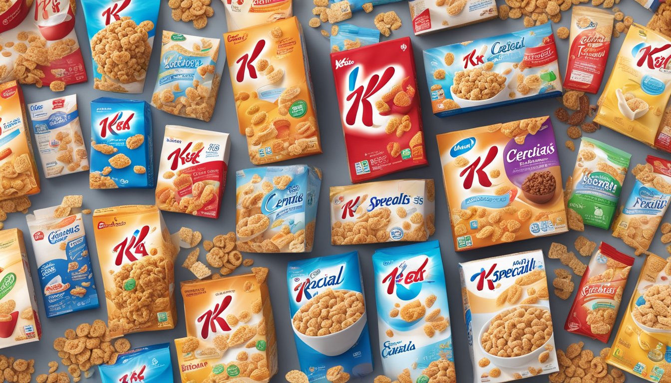 A box of Special K cereal surrounded by various health claims and certifications logos