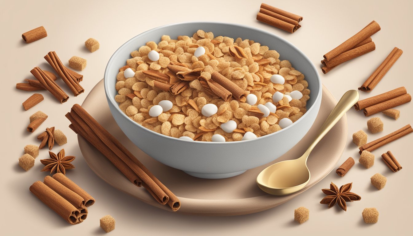 A bowl of Quaker Life cereal surrounded by cinnamon sticks and other nutritious components