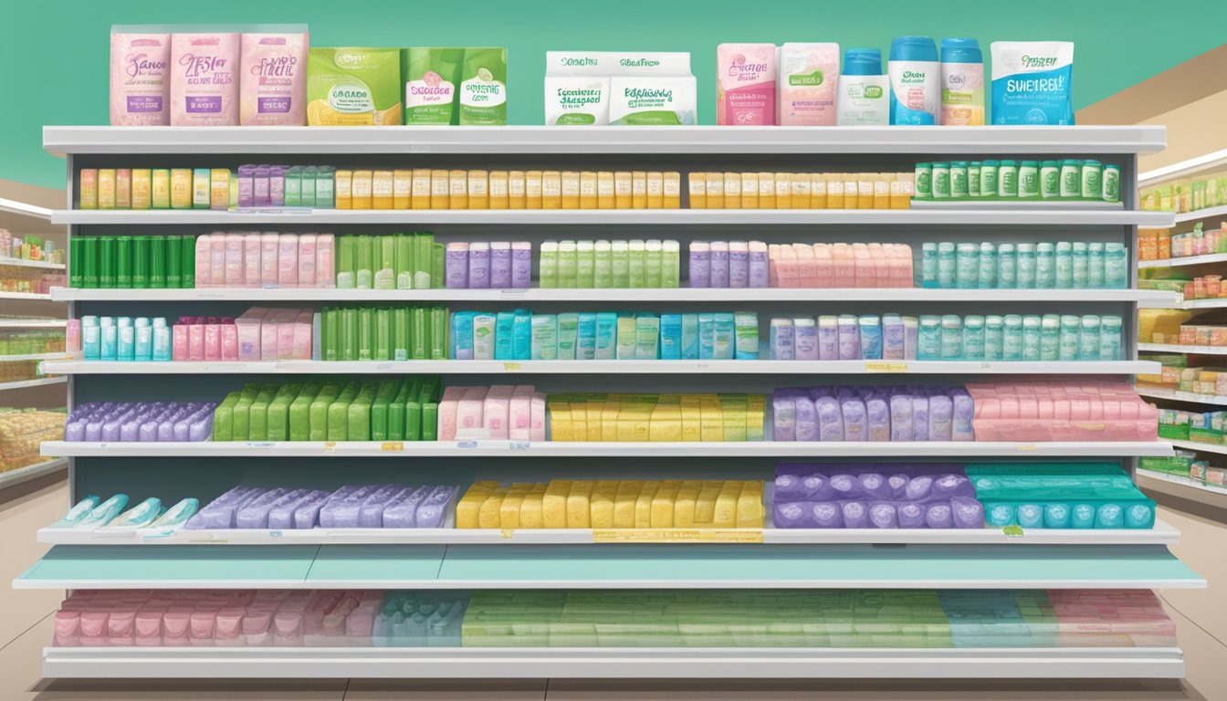 A shelf stocked with pregnancy tests at Sprouts Farmers Market