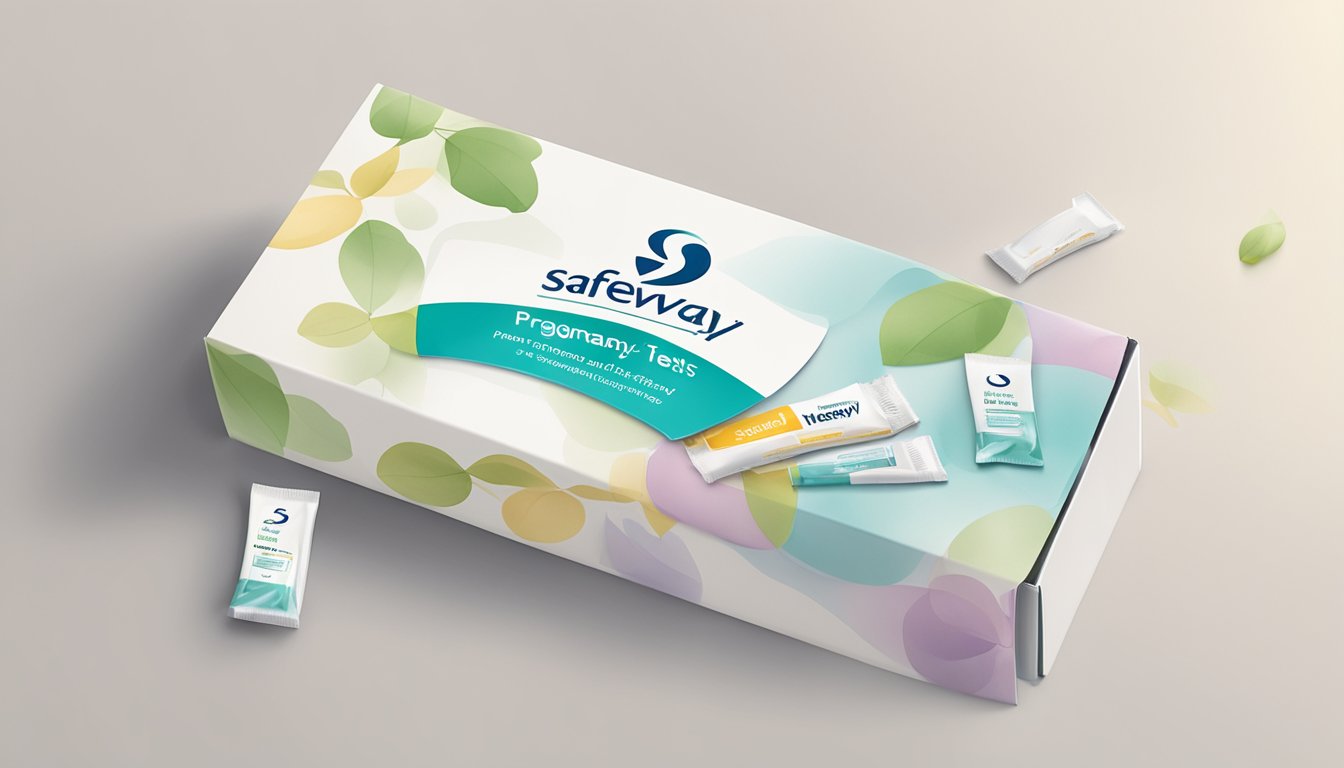 A white, unopened box of Safeway pregnancy tests on a clean, neutral background