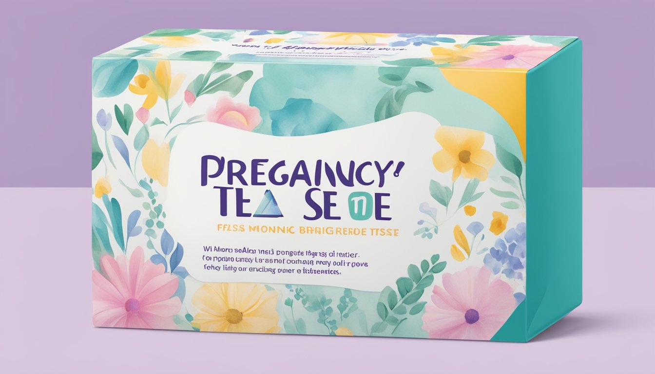 A hand holding a Wegmans pregnancy test box with a clear, uncluttered background