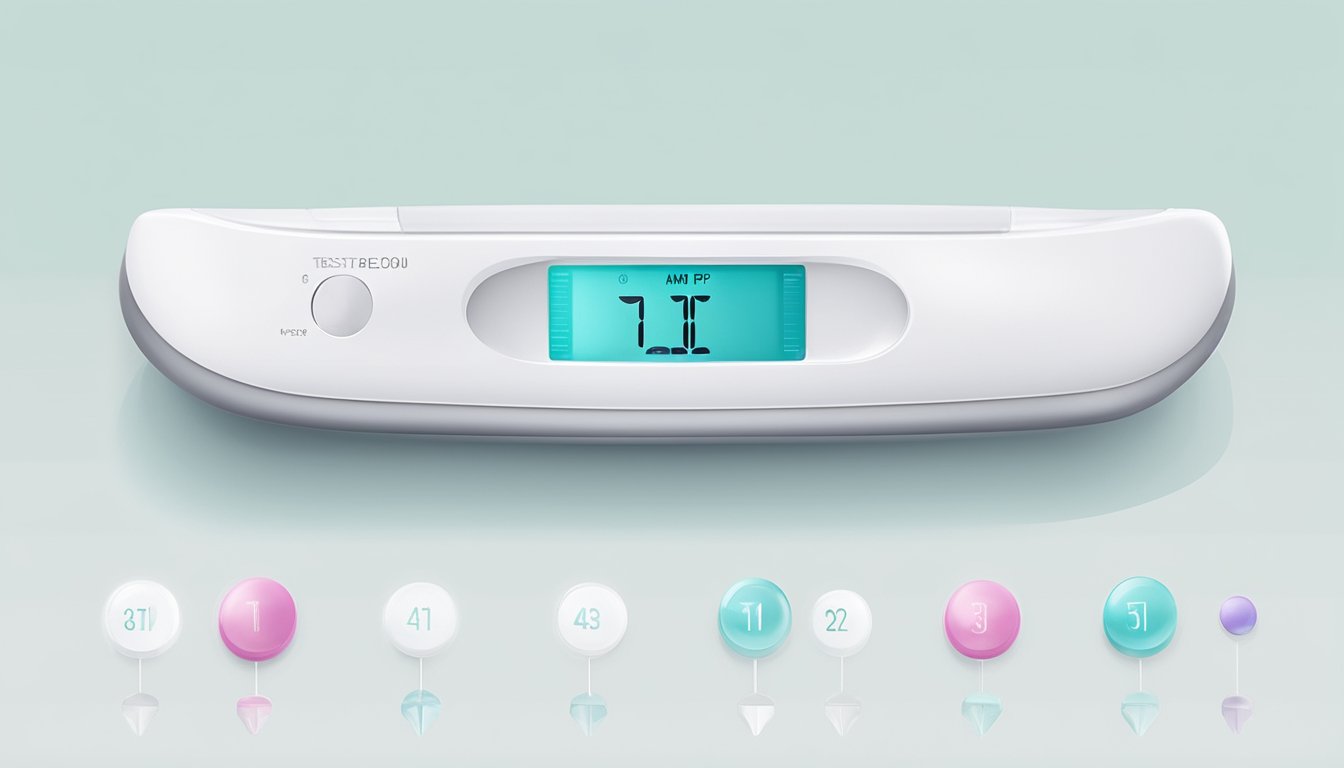 A smart amp pregnancy test sitting on a clean, white surface with clear and distinct test results displayed